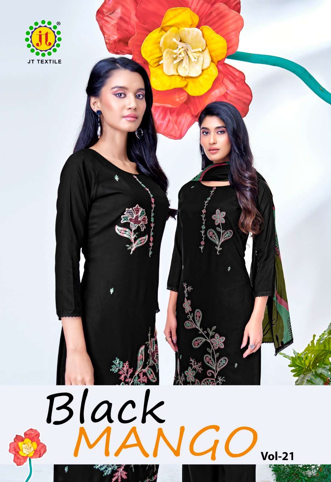 JAMATMAL BLACK MANGO VOL 12 RAYON CODING WORK SUIT PREMIUM & UNIQUE CLOTHING SURAT