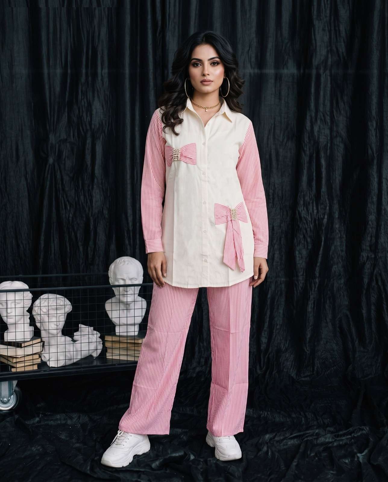 K 1254 TOP BOTTOM SAME COLOUR RAYON CORD SET OFFICE TRAVEL WEAR SUPPLIER