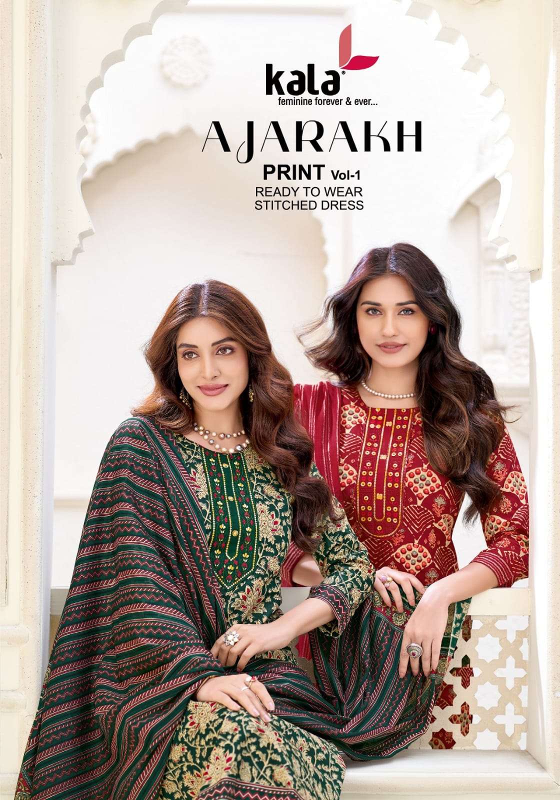 KALA AJARAKH VOL 1 COTTON LIGHT PRINT KURTI PANT SUIT SET TREND STYLE ONLINE LANDON