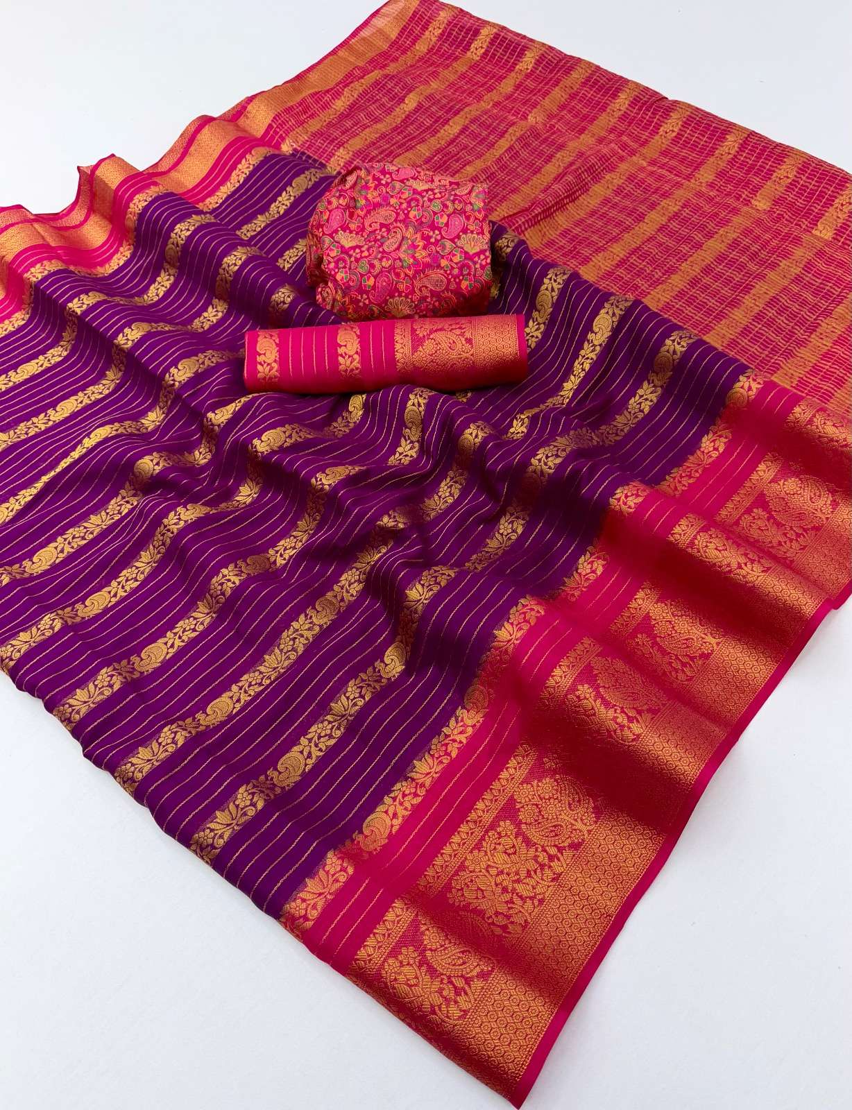  Kanjivaram Pattu Nylon Dyed colour fancy fabric saree wholesale in surat