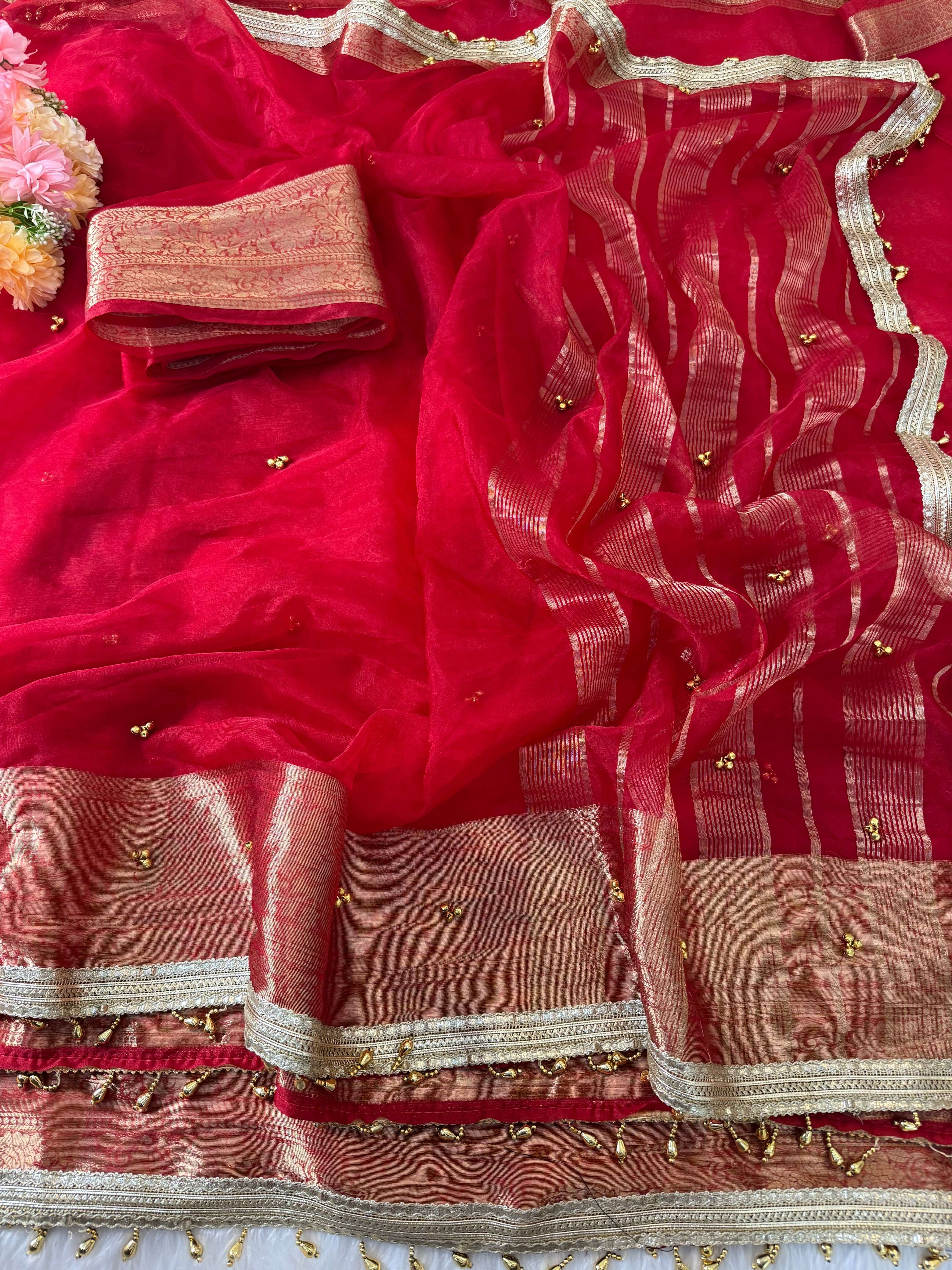 Karwa Chauth Special The Colour of Love With Ghungroo in tissue fabric saree wholesale in surat