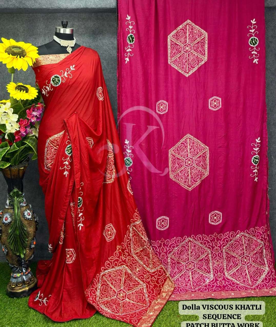 KARWACHOTH FESTIVAL COLLECTION WEAR VISCOSE FABRIC SAREE WHOLESALE IN SURAT 435