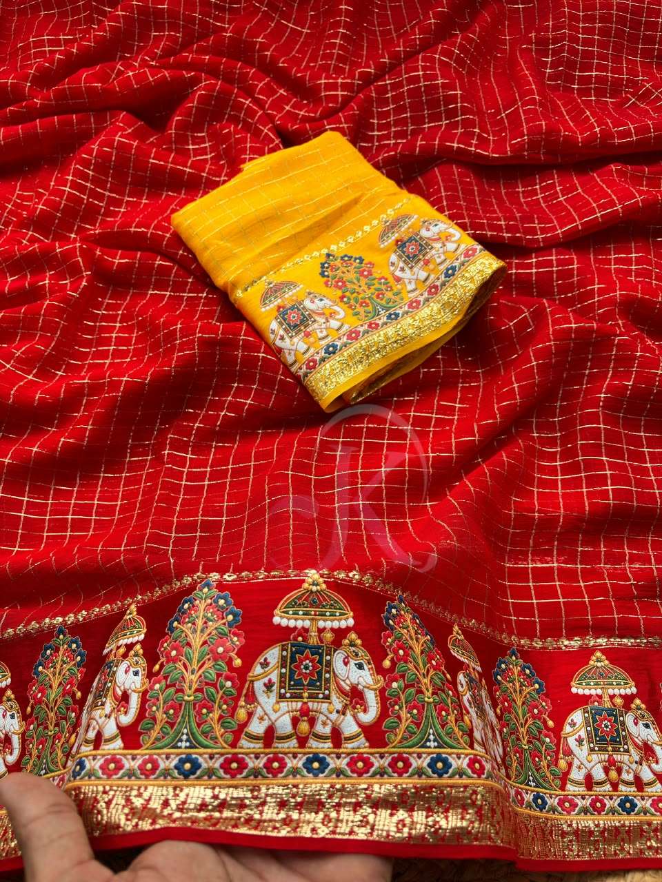  KARWACHOTH NEW SUPERHIT SAREE VISCOSE CHECK FABRIC SAREE WHOLESALE IN SURAT 465