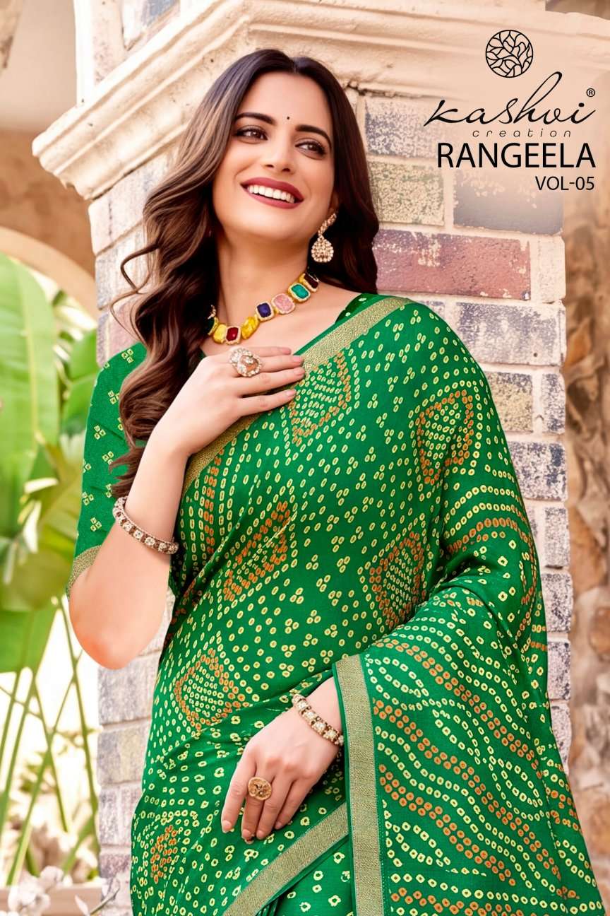 KASHVI CREATION RANGEELA VOL 5 DULL MOSS KASAB BORDER SAREE ...