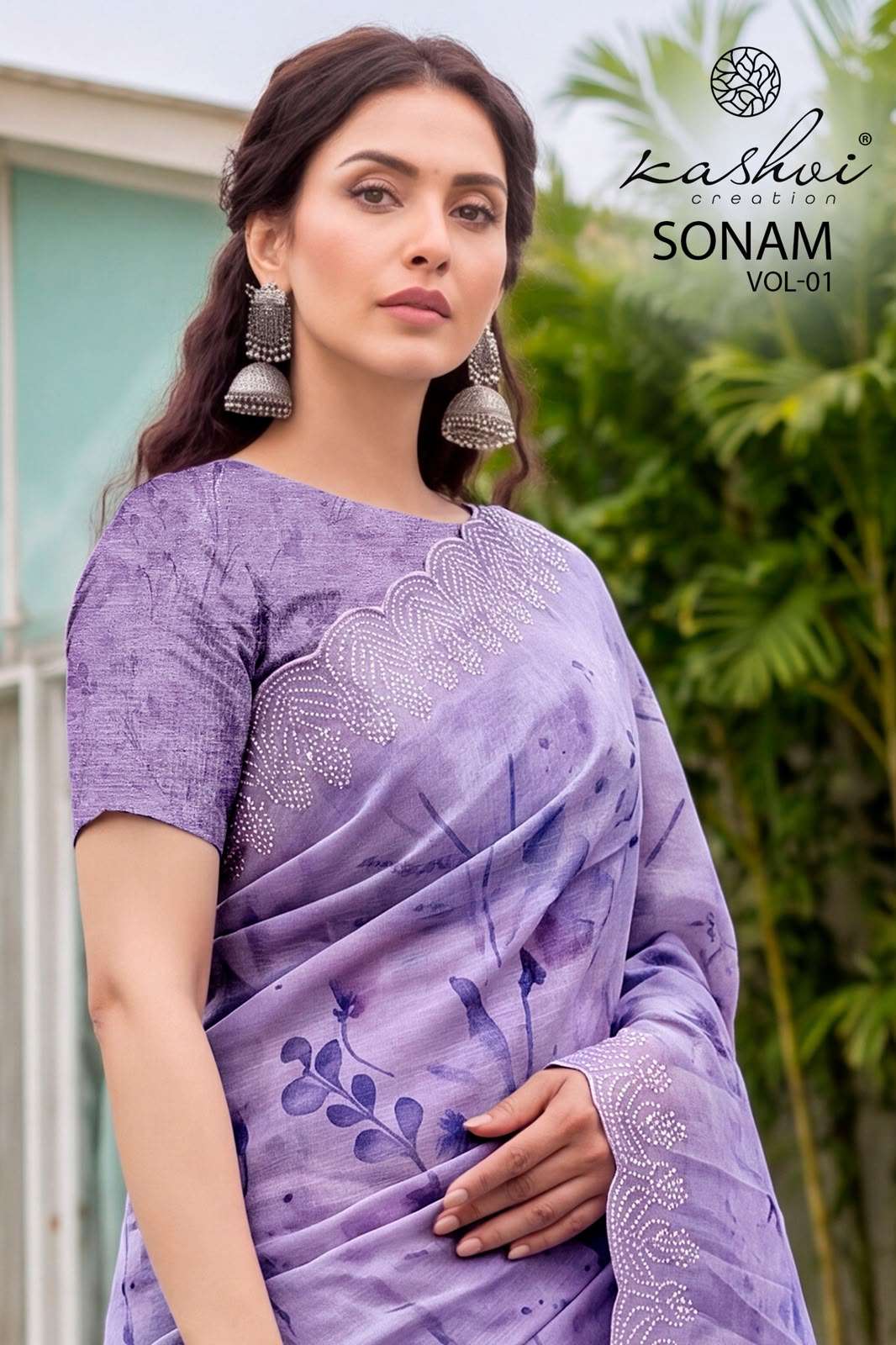 KASHVI CREATION SONAM VOL 1 ICE CRUSH DIGITAL PRINT WITH EMBROIDERY WORK SAREE SET IN SURAT