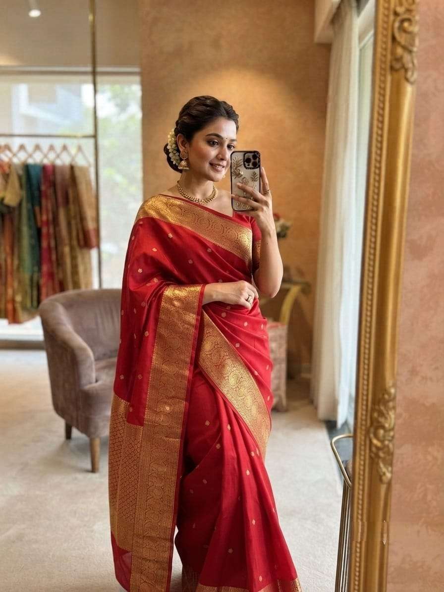  KATAAN BUTTI SOFT & SHINY SEMI KATAAN SILK FANCY FABRIC SAREE WHOLESALE IN SURAT