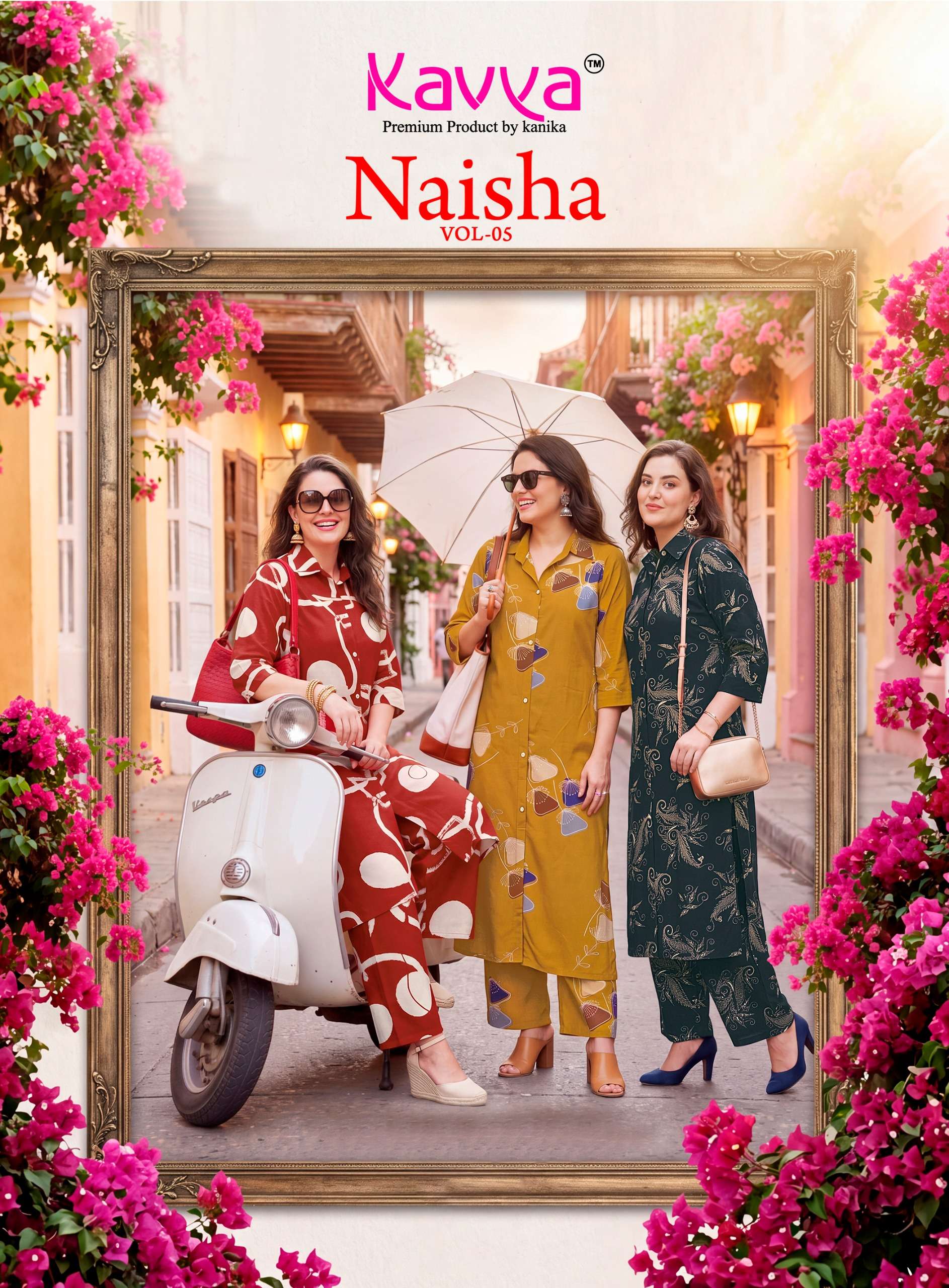 KAVYA NAISHA VOL 5 EGYPTIN RAYON TREND CORD SET LIKE INDO WESTERN OFFICE RESELLER