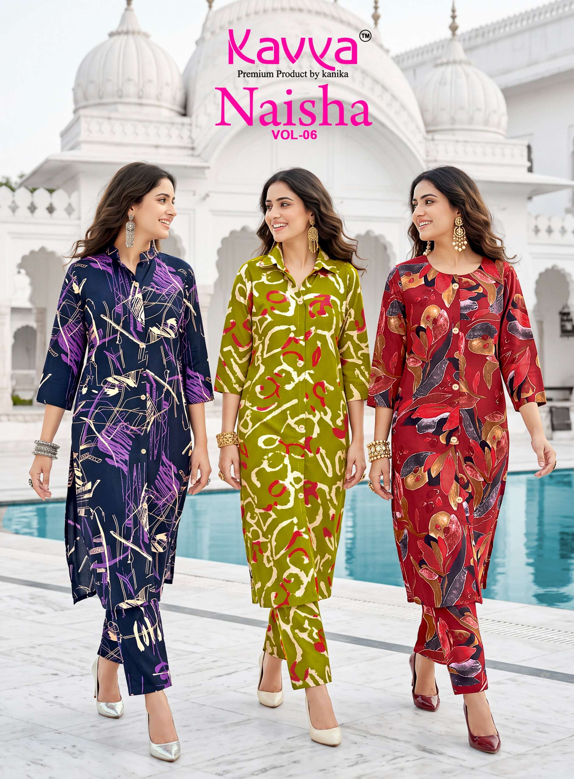 KAVYA NAISHA VOL 6 TRENDY CO ORD SET PREMIUM EGYPTIAN RAYON CORD SET SURAT DEALER