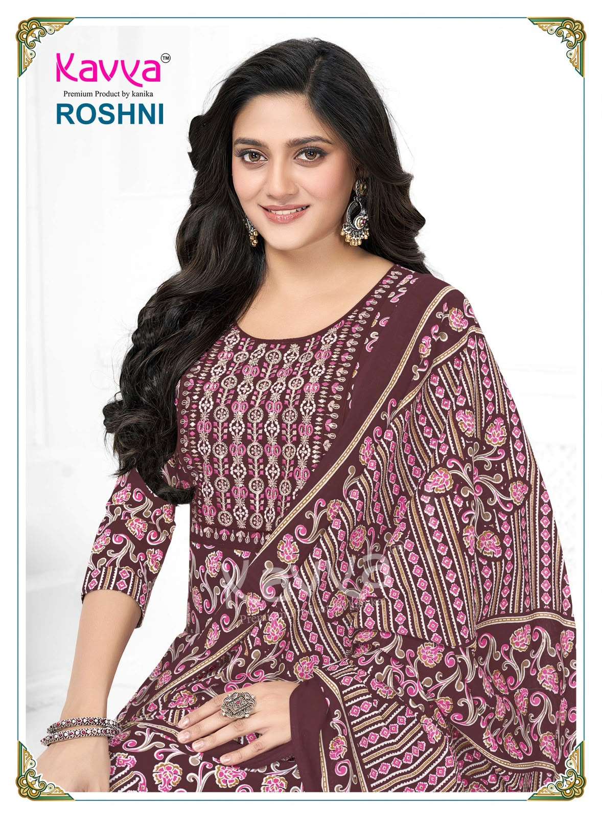 KAVYA ROSHNI VOL 1 MALAYSIAN COTTON PASHMINA FABRIC PATIYALA SUIT DAILY WEAR EXPORT