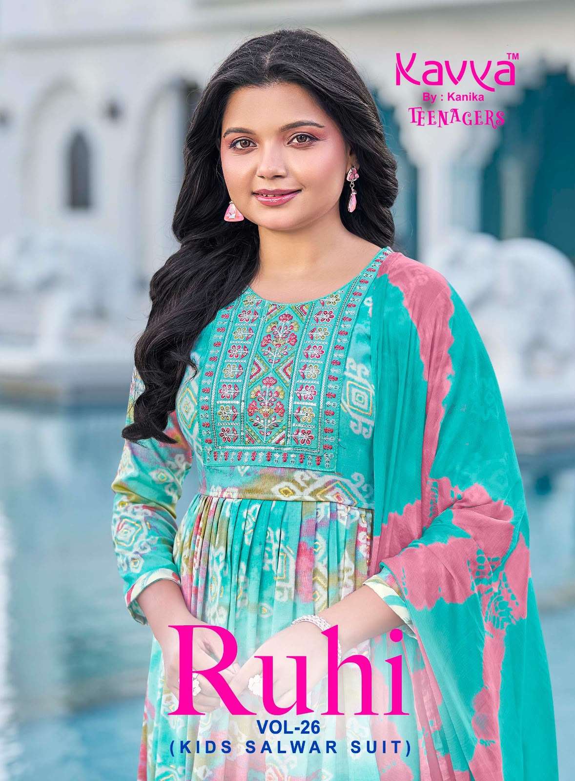  KAVYA RUHI VOL 26 TEENAGE KIDS GIRL UMBRELLA CUT SALWAR SUIT FOR FESTIVAL SUPPLIER SHOP