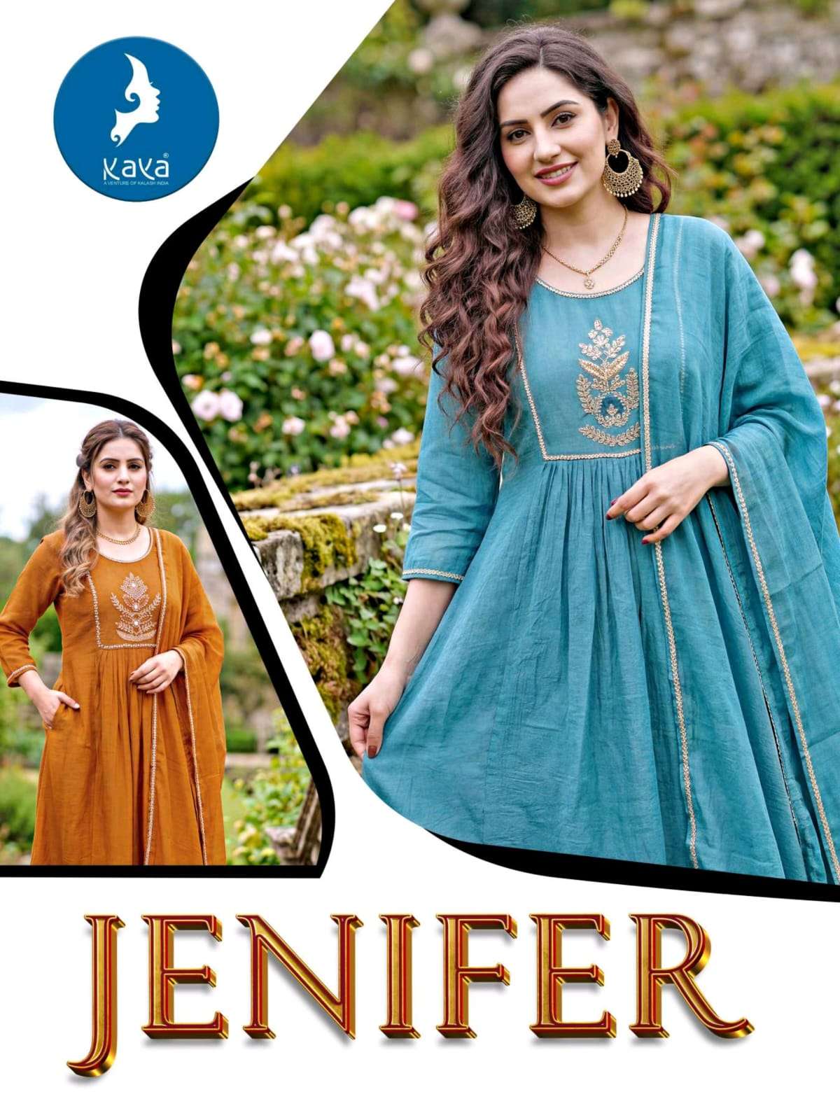 KAYA KURTI JANIFER TRADITIONAL NEW CLOTHING FLARE KURTI SUIT BUY WHOLESALER ONLINE