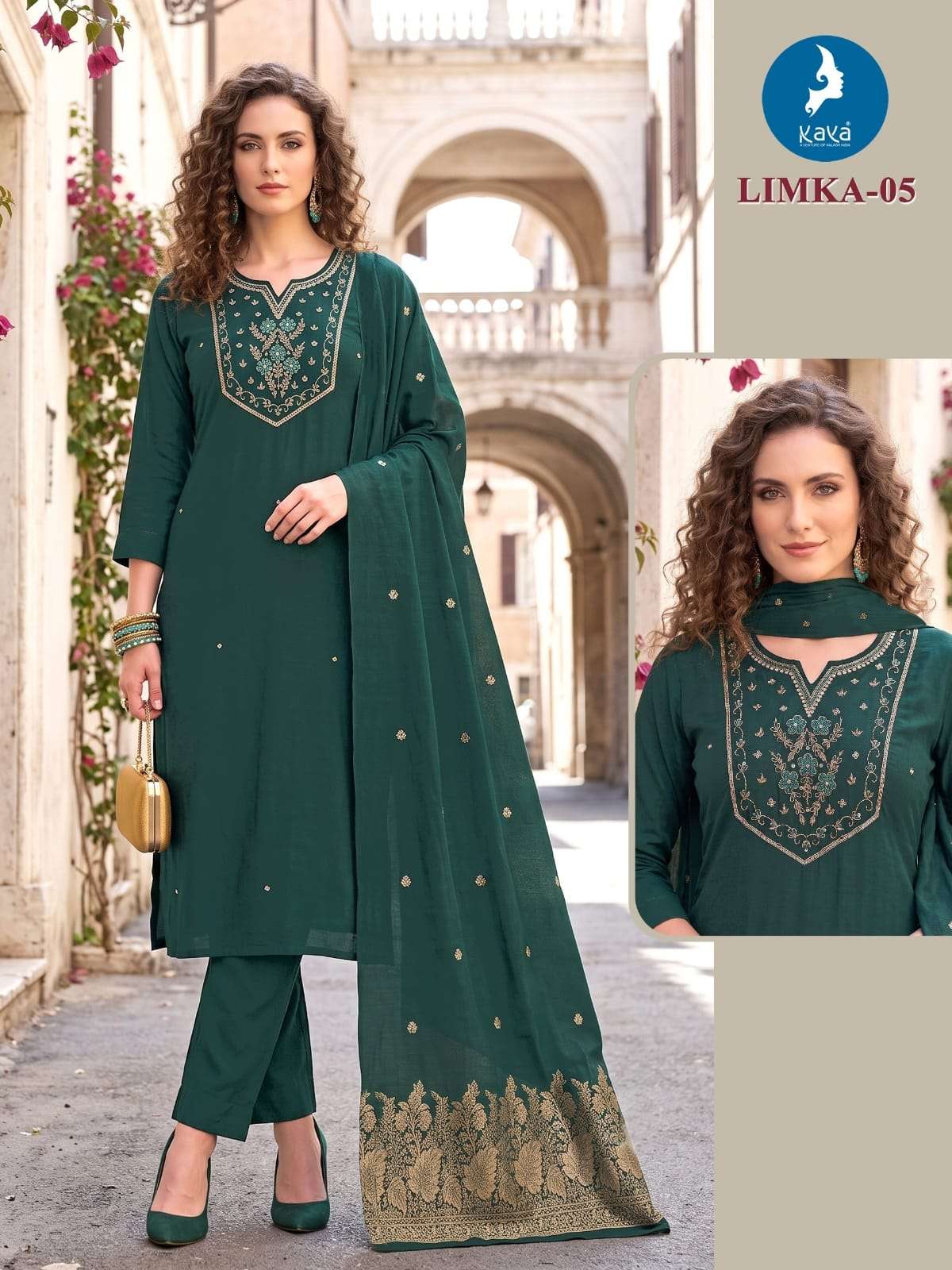 KAYA KURTI LIMKA MULL CHANDERI 3 PIS STRAIGHT CUT CONCEPT SUIT BANARASI DUPATTA BUY