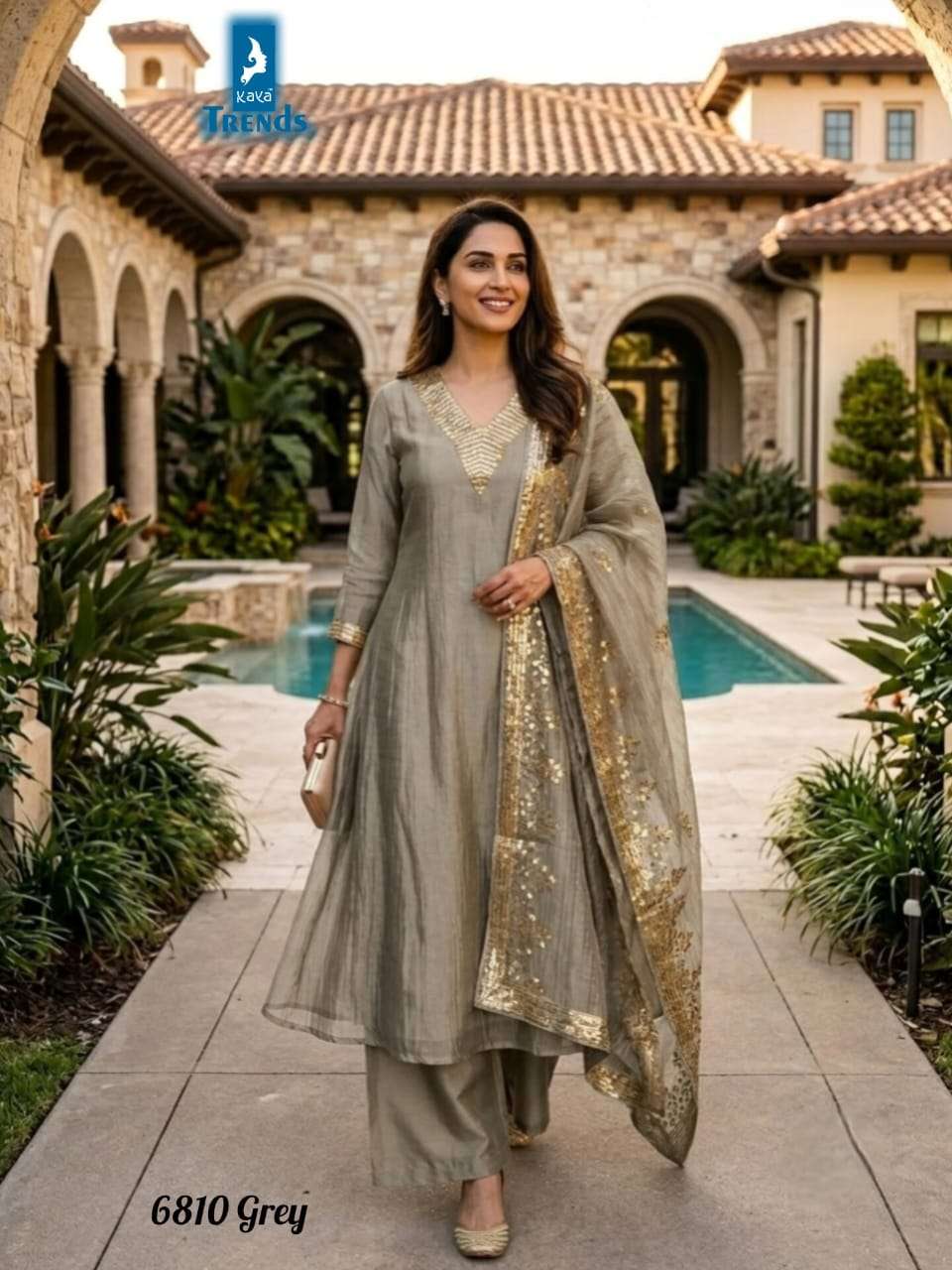KAYA TREND 6810 WORK A LINE 3PIECE WITH SUIT DUPTTA WORK PARTY WEAR TREND BUY 