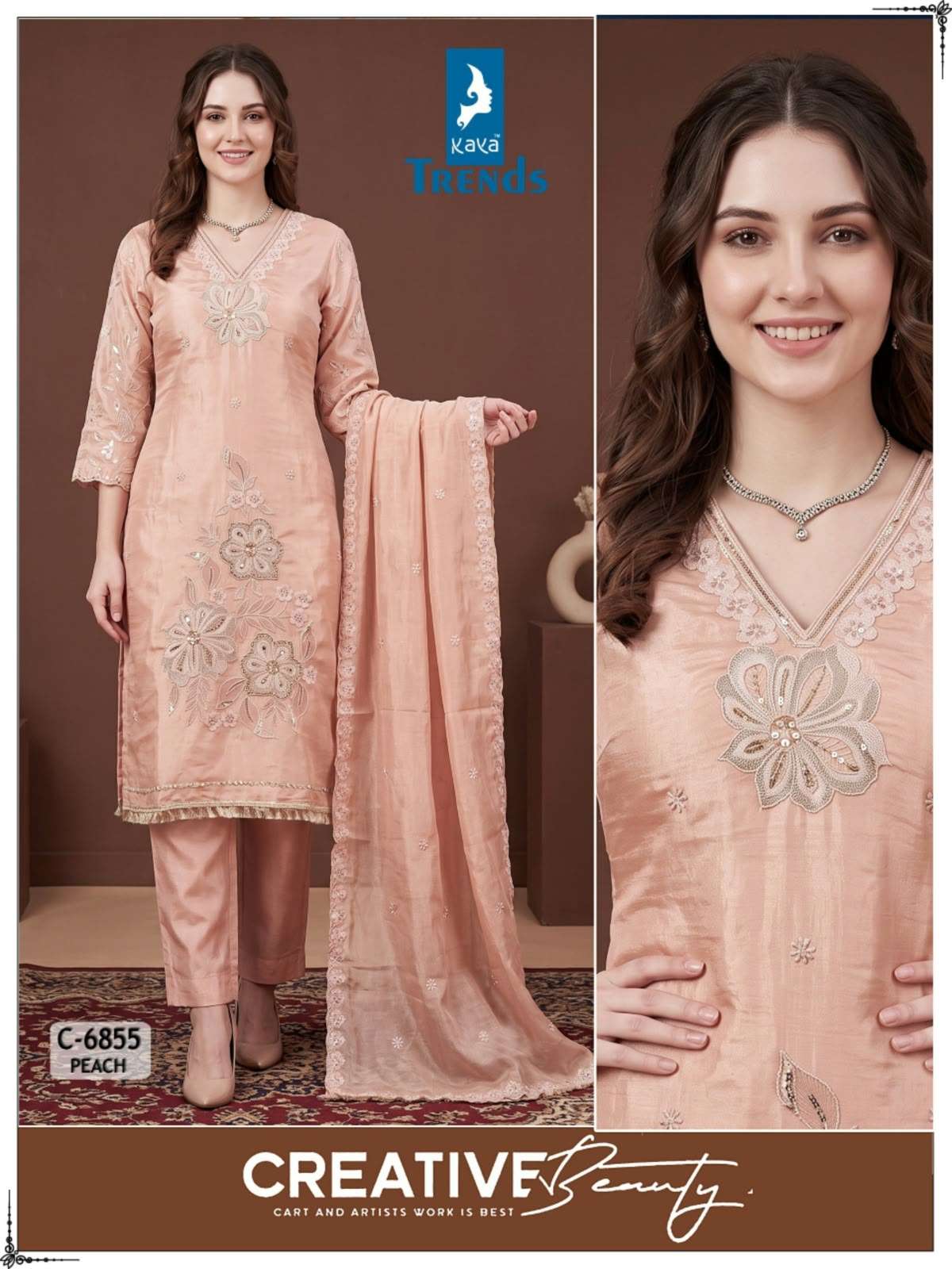 KAYA TREND 6855 SIMMUR EMBROIDERY 3PIECE WITH SUIT DUPTTA WORK PARTY WEAR TREND BUY 