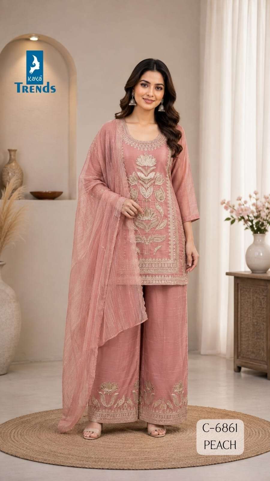 KAYA TREND 6861 GOTA PATTI WORK 3PIECE WITH PLAZZO DUPTTA WO...