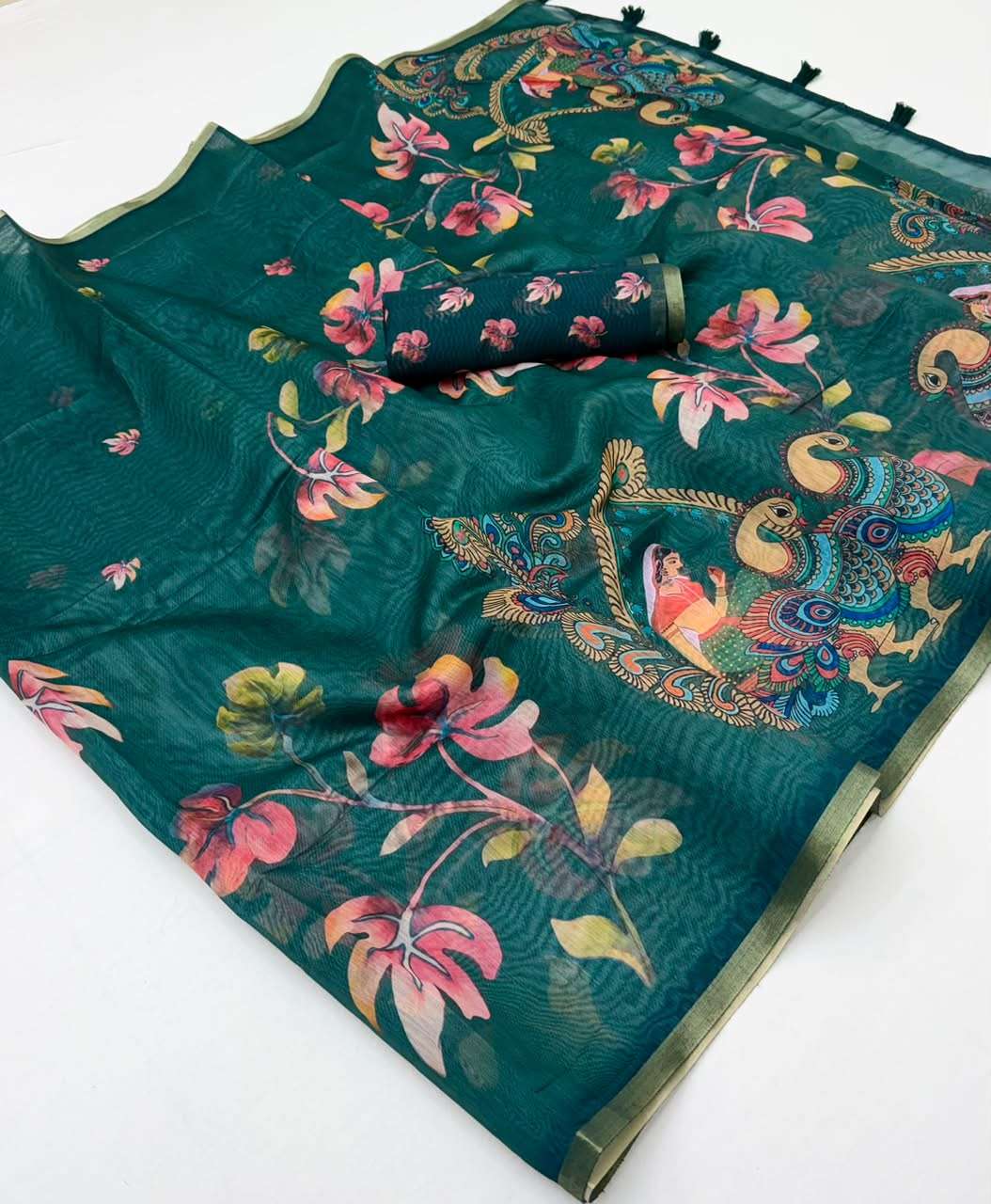 Kazari Series Chanderi Chanderi Linen Fancy fabric regular wear saree wholesale in surat