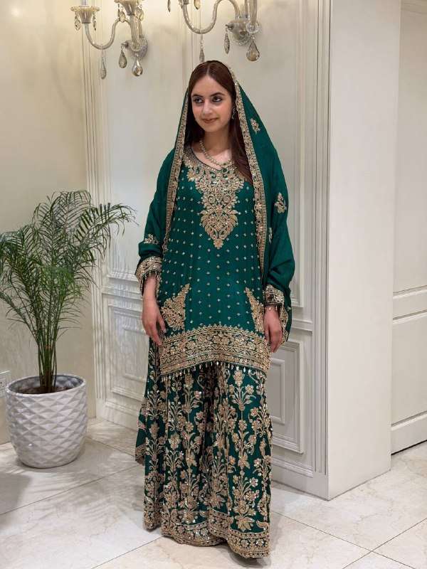 KF 1733 RICH BOUTIQUE GEORGETTE SEQUENCE WORK SHARARA SUIT FOR TREND PARTY INDIA DEALER