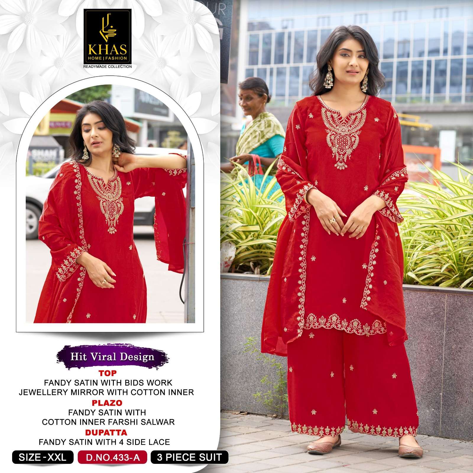 KHAS 433 READY TO WEAR FESTIVAL EMBROIDERY PALAZZO SUIT SUPPLIER BUY