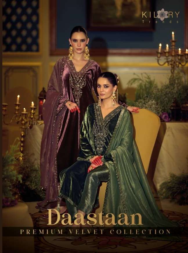 KILORY TRENDS DAASTAAN VALVET WITH BEADS V NECK WORK SALWAR SUIT FUNCTION INDIA WEBSITE