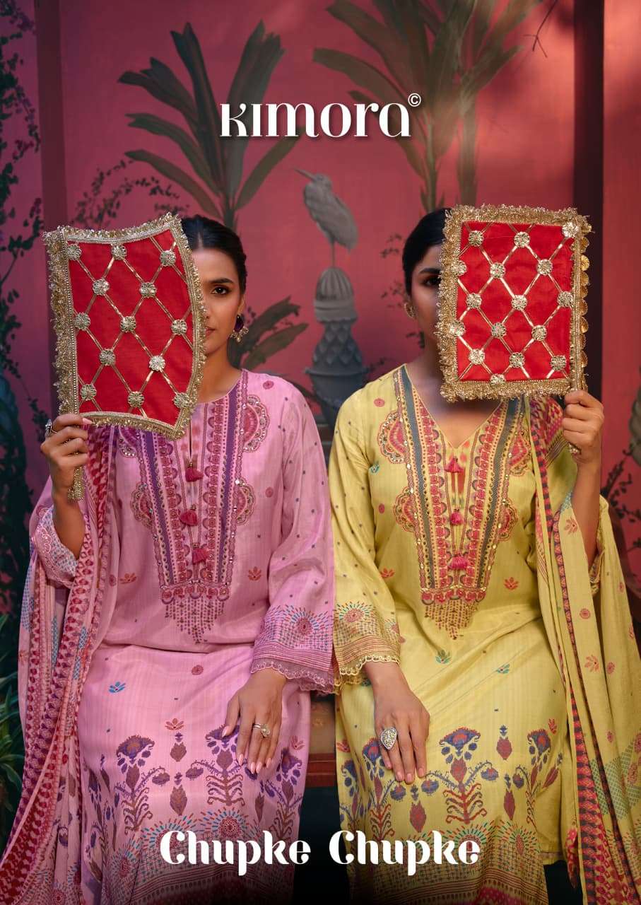 KIMORA CHUPKE CHUPKE VOL 104 MASLIN DIGITAL PRINT UNSTITCH SUIT WHOLESALE SHOP