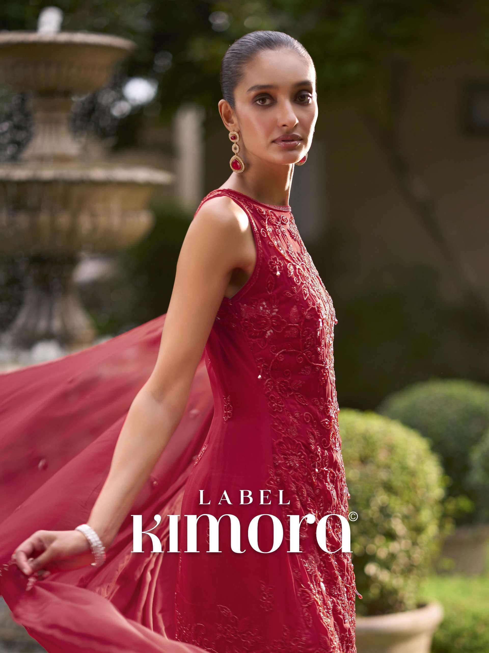 KIMORA LABEL VOL 3 GEORGETTE HEAVY WORK SLEEVELESS SHARARA SUIT RESELLER
