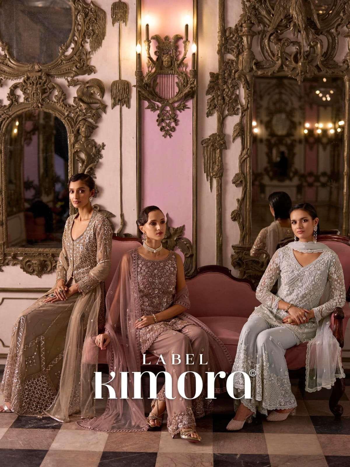 LABEL KIMORA PRESENTS NET WITH HEAVY CUT DANA SEQUENCE SHARARA SUIT DIWALI PARTY SUPPLIER