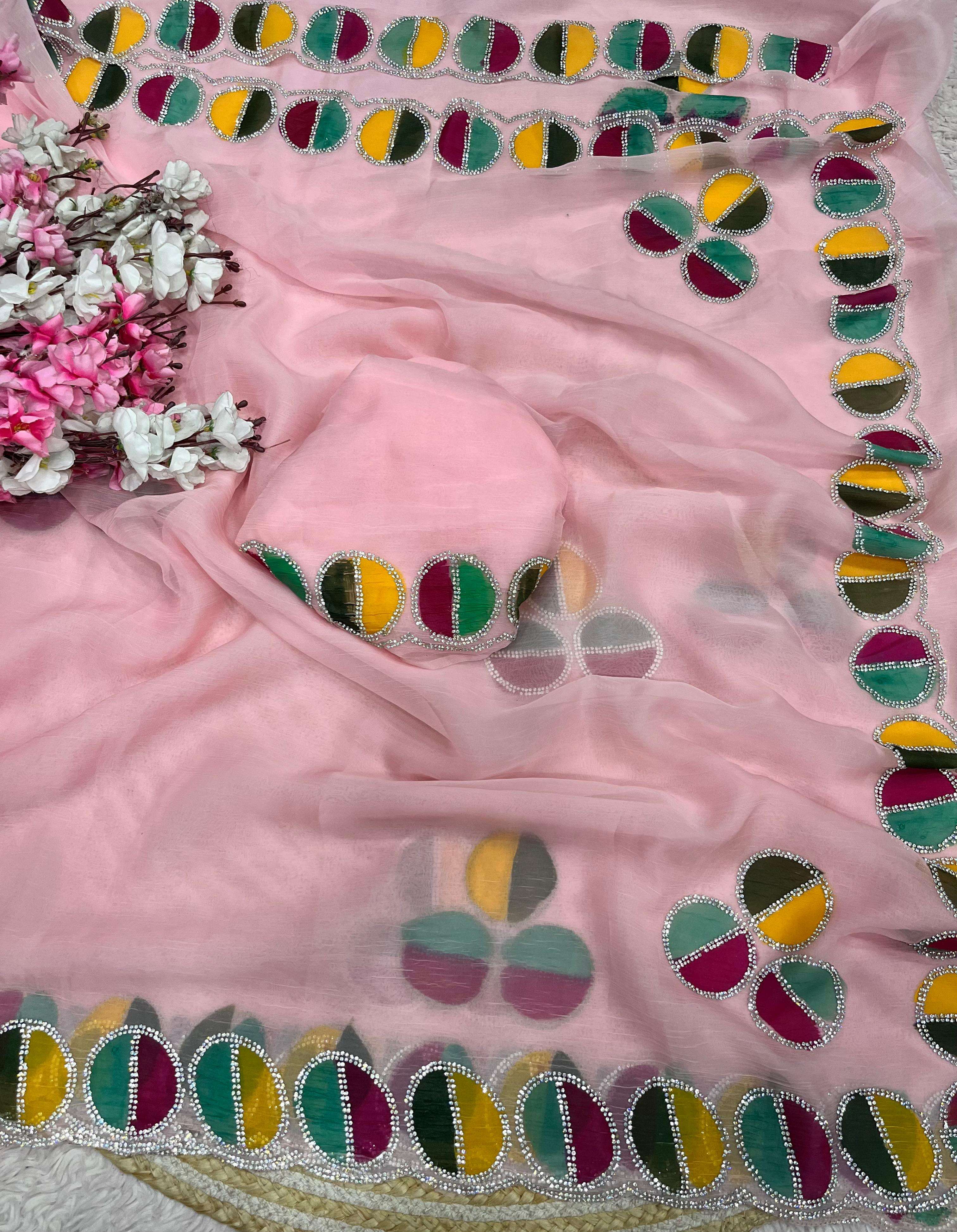 Latest trending fancy Chiffon fabric saree party wear wholesale in surat Mp 810 