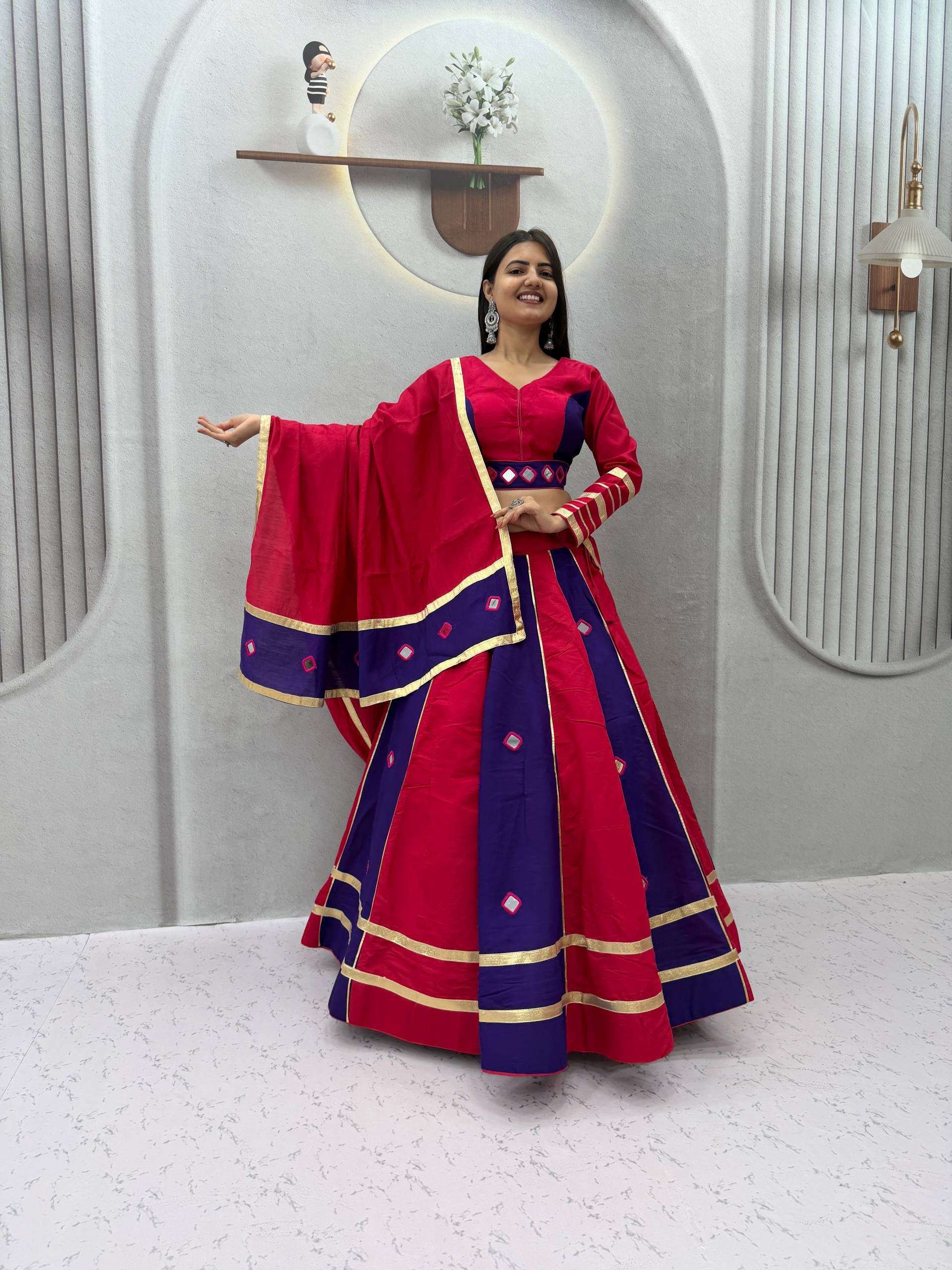 Launching Navratri Special Roman silk fancy fabric Lehenga Choli Supplier in surat 599