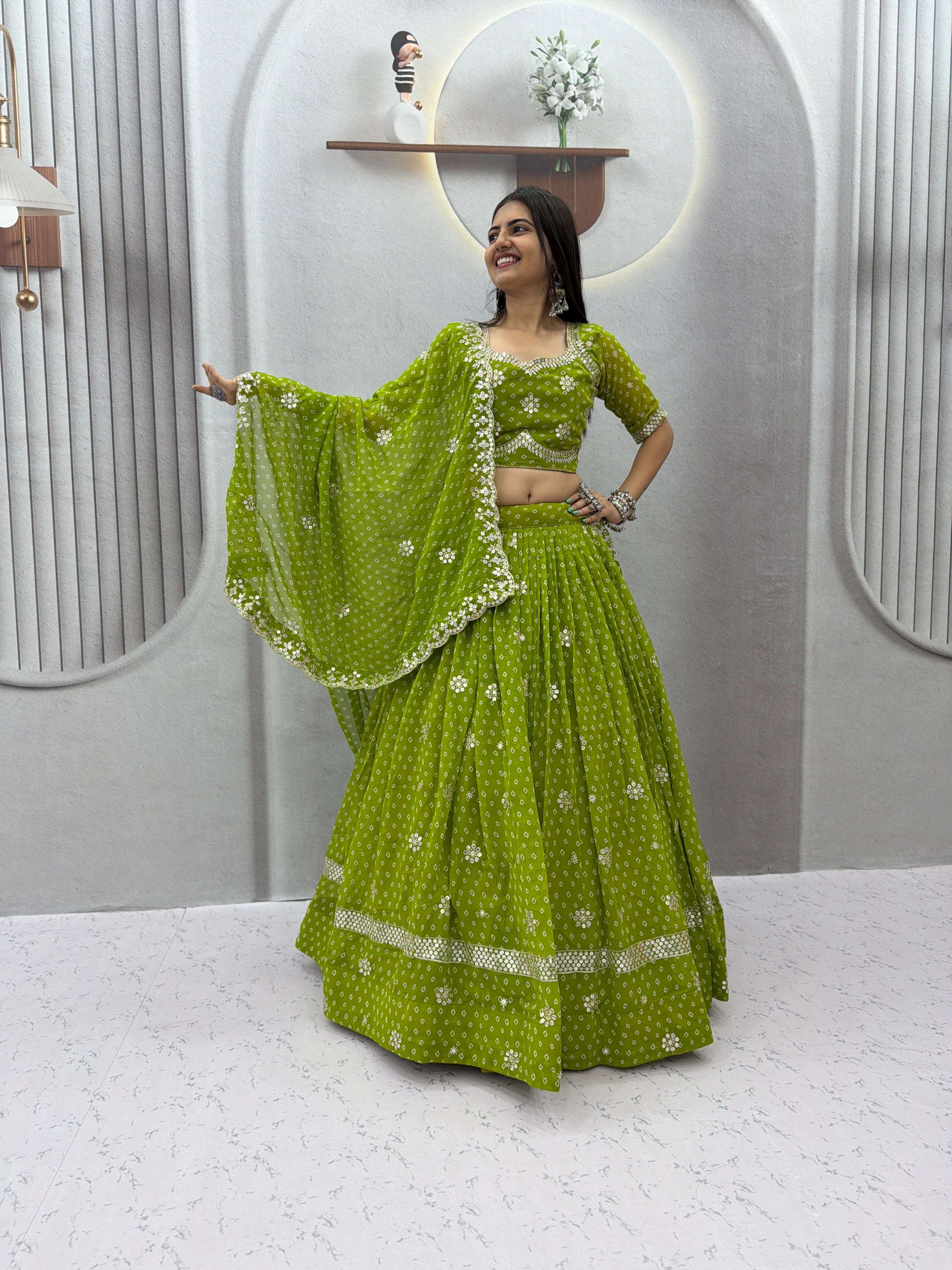 Launching Navratri Special wear georgette fancy fabric Lehenga choli wholesale in surat 602