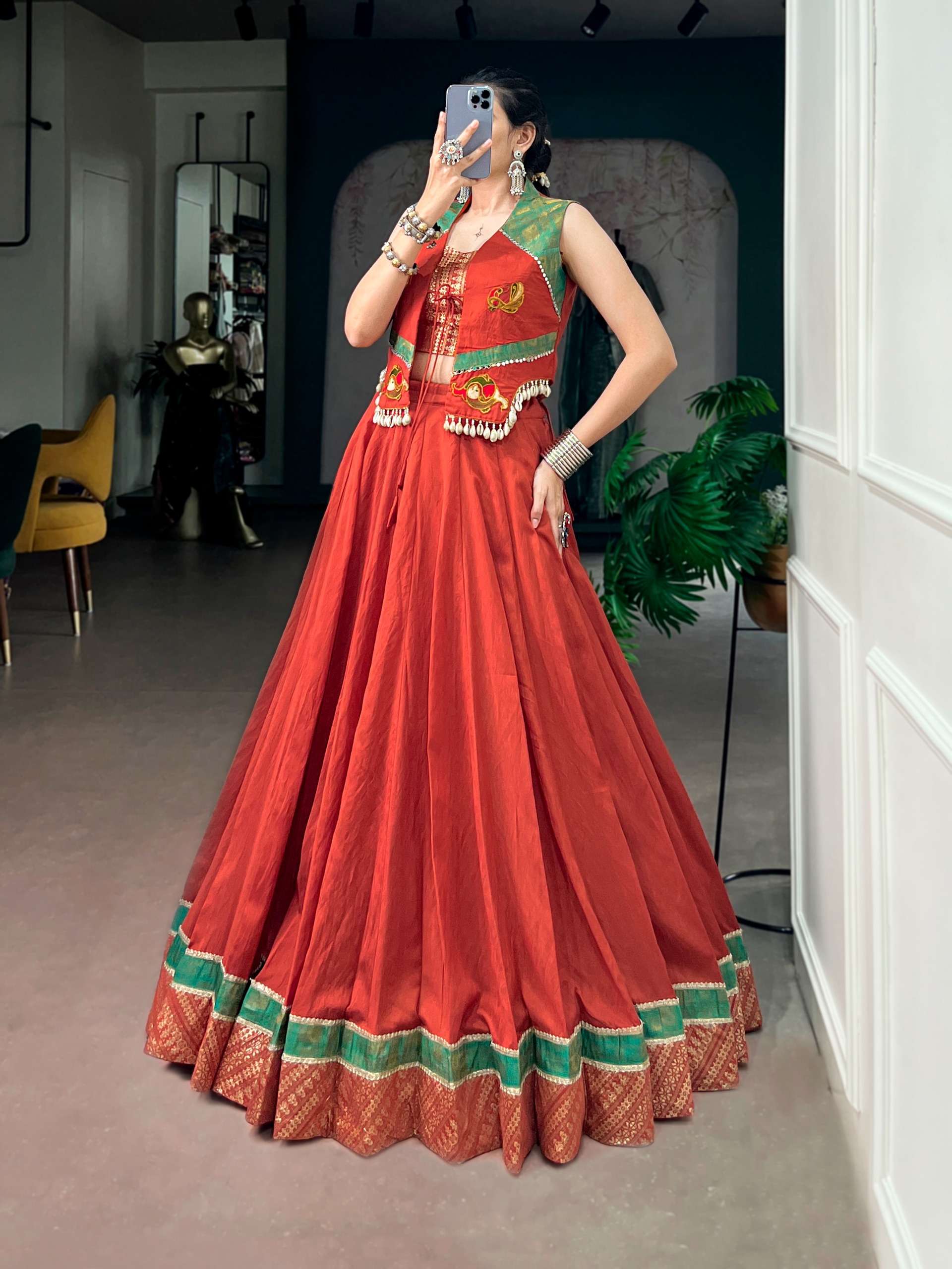 Let your Navratri look shine with Our Chanderi fabric Lehenga choli supplier in surat 1765