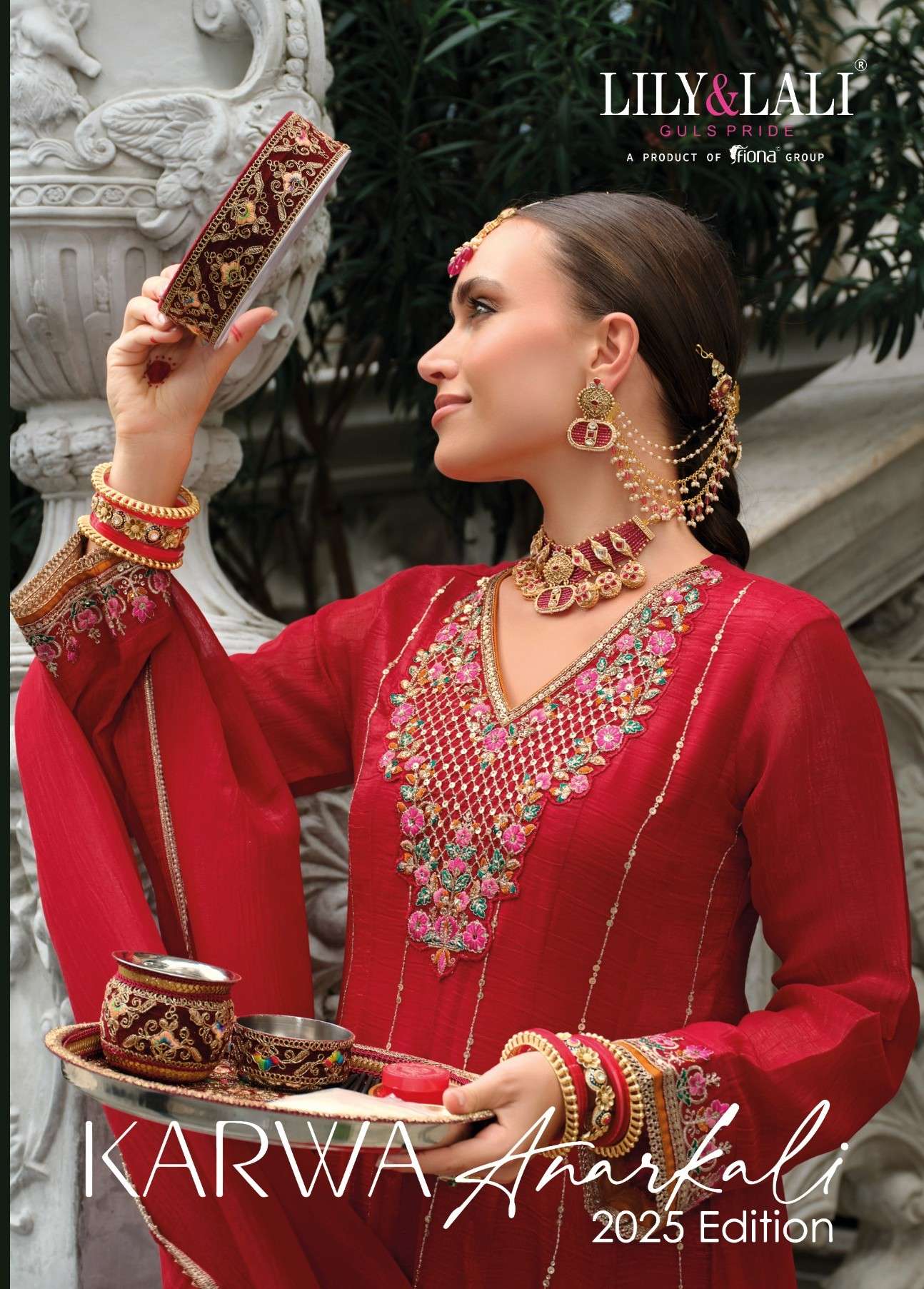LILY & LALI KARWA ANARKALI 2025 EDITION HANDWORK SILK FABRIC FLARE KURTI SUIT SUPPLIER