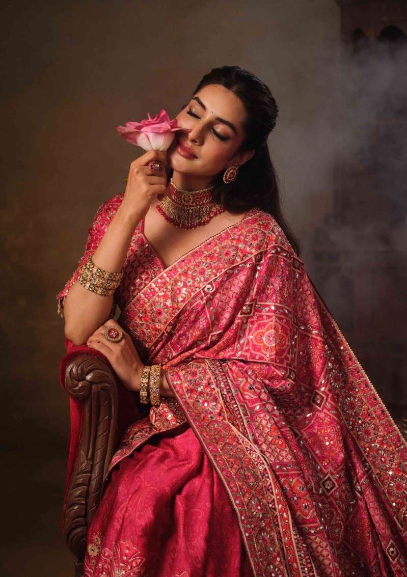  MAHOTSAV NIMAYA RAJWADI VOL 04 BEAUTIFUL AND SOFT NATURAL CREPE FANCY FABRIC SAREE RESELLER IN SURAT