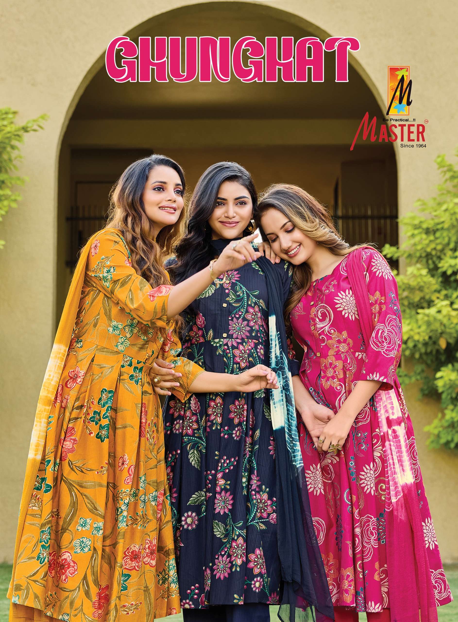 MASTER GHUNGHAT DISCHARGE FOIL PRINT ANARKALI SUIT FOR TRADITIONAL NEW DRESS TEXTILE
