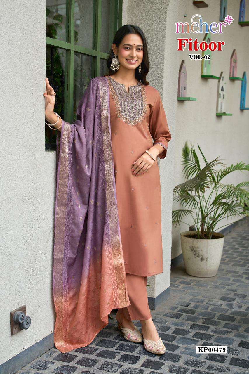 MEHER FITOOR VOL 2 SKIN FRIENDLY FABRIC SHIMMER STRAIGHT CUT SUIT TO WEAR SURTIS MORE DEALER