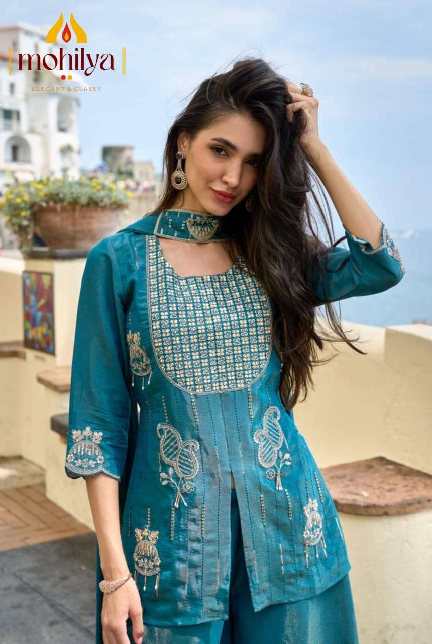 MOHILYA 1003 STYLISH INDO WESTERN GOLD SHIMMER TOP PALAZZO DRESS RESELLER SHOP