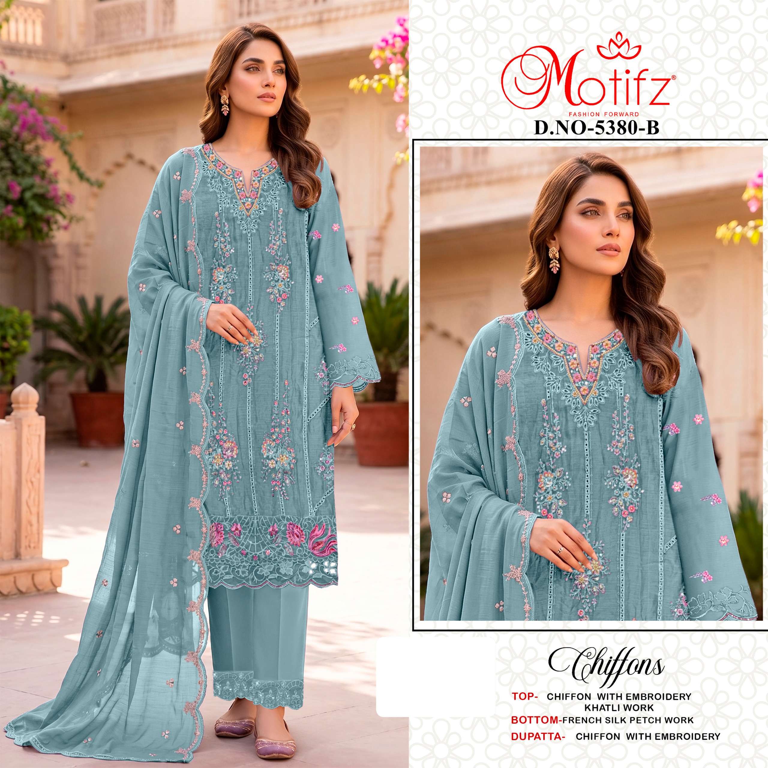 MOTIFZ 5380 SIFFON HEAVY DESIGNER PAKISTANI LOOK EID WEAR SALWAR SUIT WHOLESALE