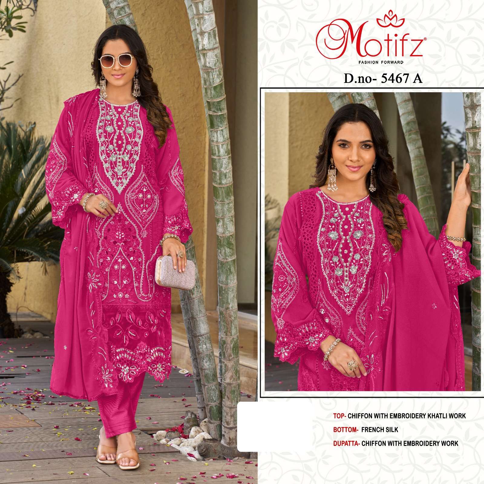 MOTIFZ 5467 SIFFON KHATLI WORK SALWAR KAMEEZ HEAVY TO FESTIVAL INDIA ONLINE
