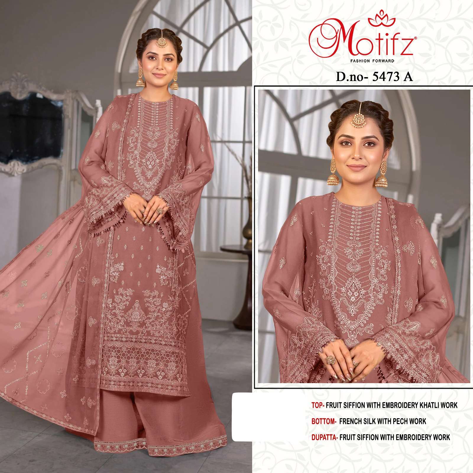 MOTIFZ 5473 FRUIT SIFFON EMBROIDERY SALWAR SUIT FOR SHADI LOOK WHOLESALER