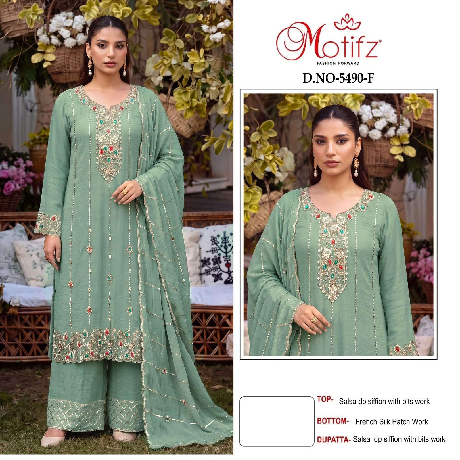 MOTIFZ 5490 SALSA SILK SEUQENCE WORK PAKISTANI FASHION SUIT FOR WOMEN ETHNIC SHOP ONLINE