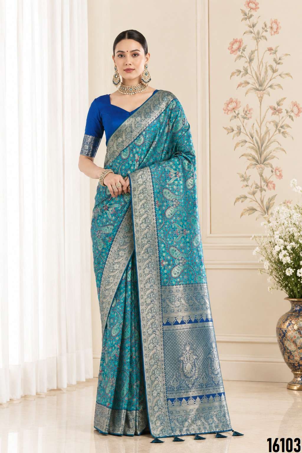  Mrdvangi 16107 To 16107 super soft Pashmina Silk fancy fabric saree reseller in surat 