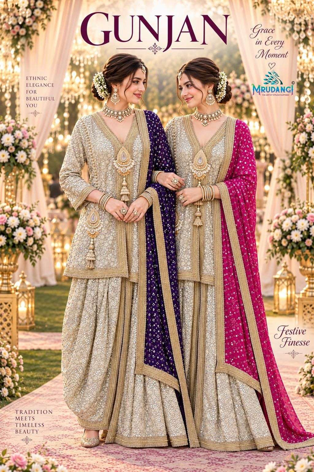 MRUDANGI GUNJAN LUXURY TOP WITH DHOTI PANT AND HEAVY EMBROIDERED DUPATTA EXPORT
