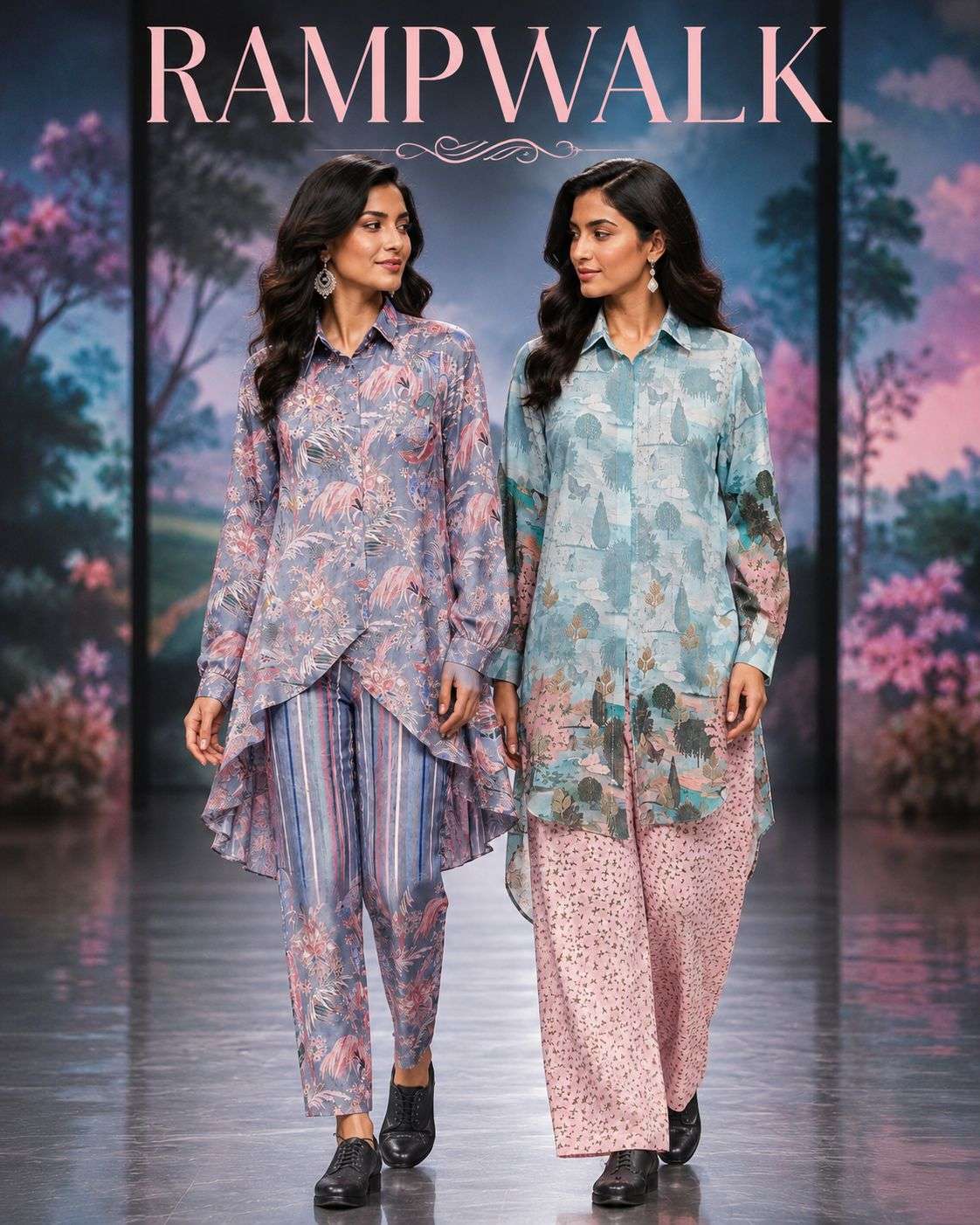 MRUDANGI RAMPWALK RICH BOUTIQUE PURE CRAPE WITH DESIGNER CORD SET COLLECTION SHOP