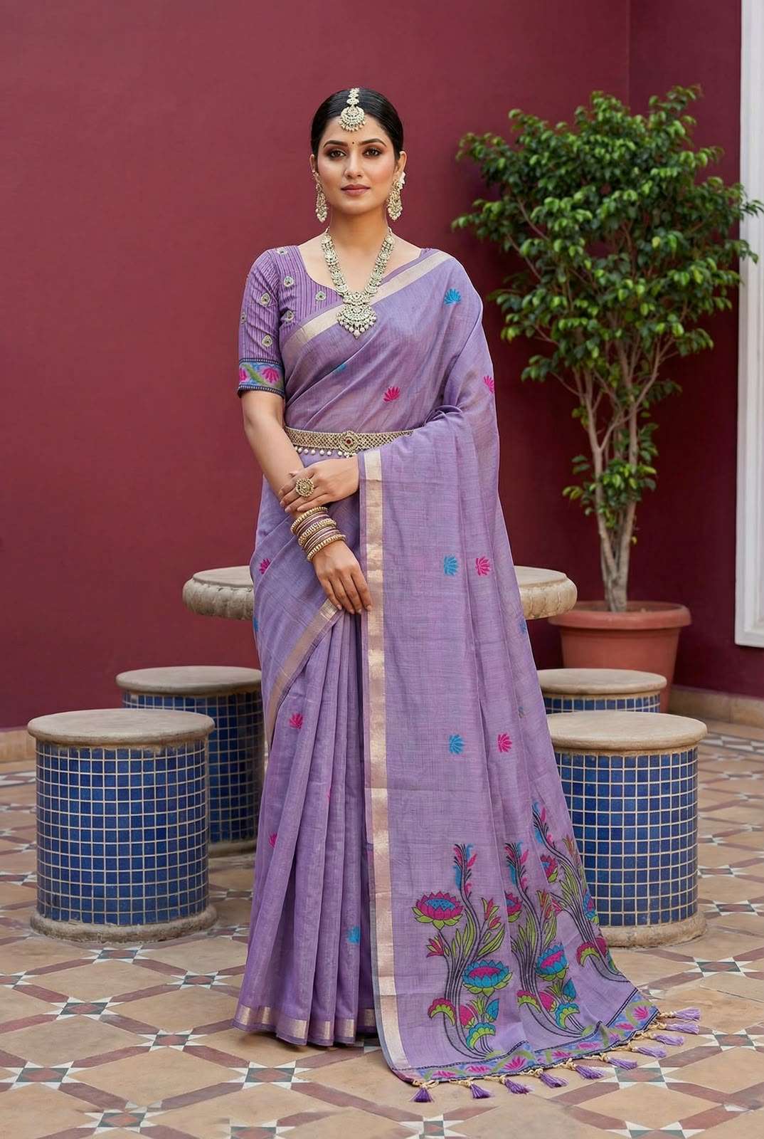 Muga Cotton Special Soft Pure Muga Cotton  saree with Meenakari Print on saree wholesale in surat