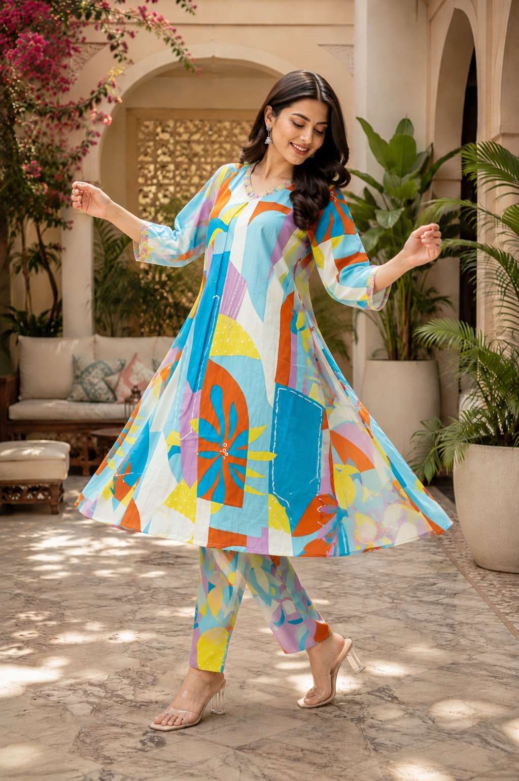 MULTI COLOUR ATTRACTIVE RAYON SLUB 2 PCS SET CORD SET WHOLES...