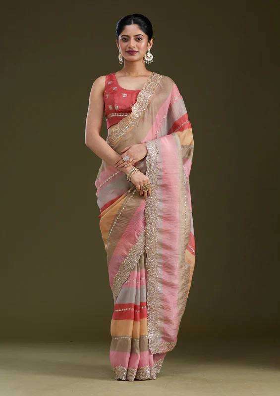  multicolour beautiful Goldy Silk fancy fabric saree wholesale in surat 5564