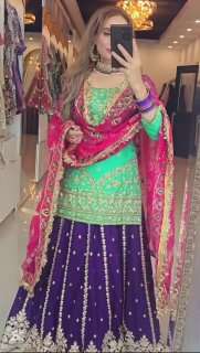  Muslim wedding wear Heavy Faux Georgette fancy fabric Lehenga Top wholesale in surat  ND 5045 