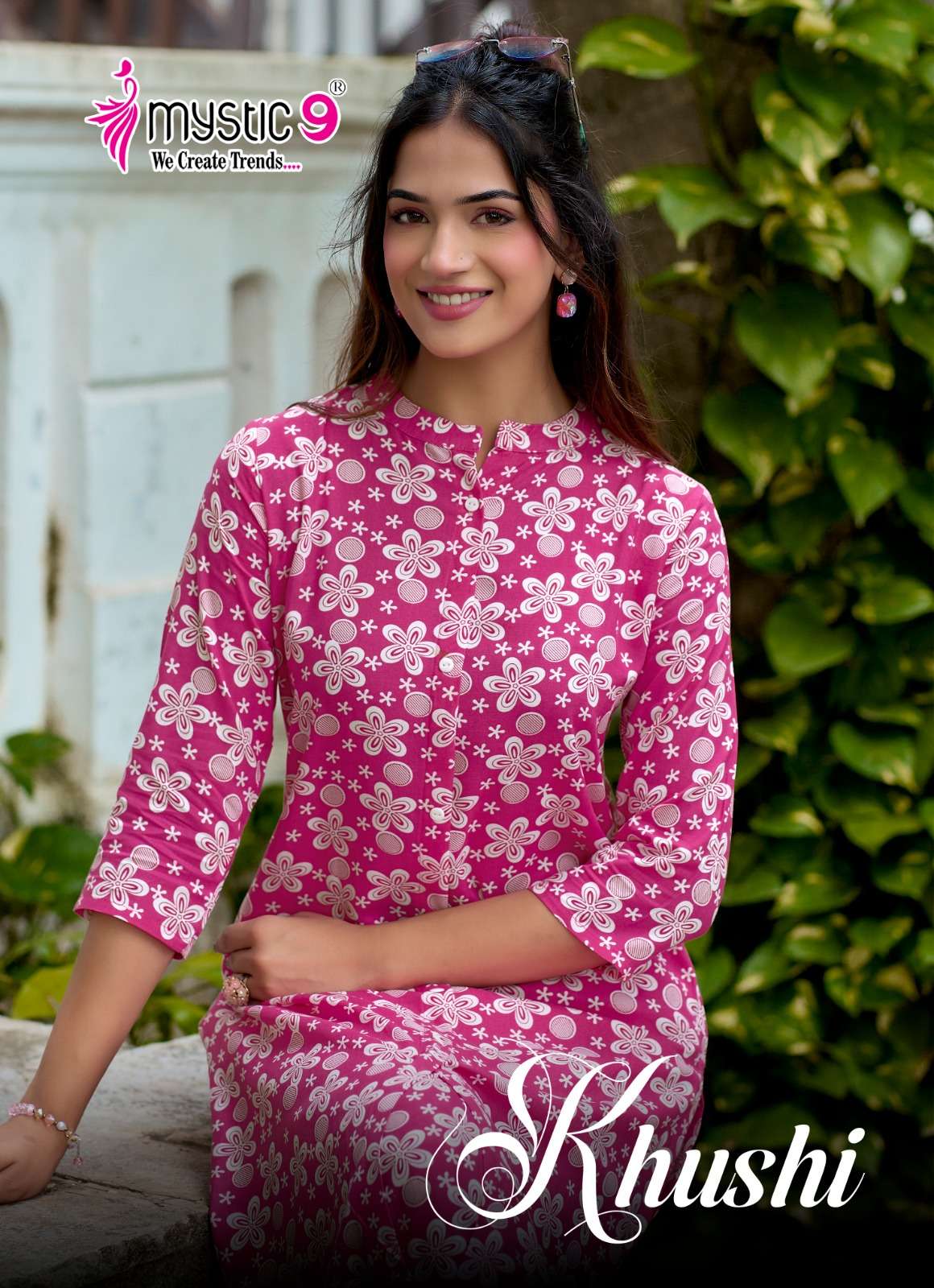 MYSTIC 9 KHUSHI VOL 9 HEAVY VISCOSE PRINT CO ORD SET CATALOGUE WESTERN OFFICE INDIA SHOP