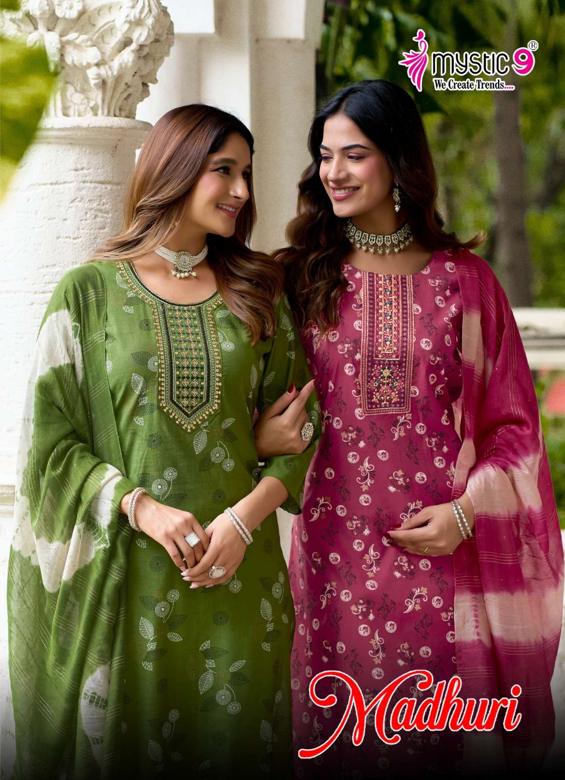 MYSTIC 9 MADHURI VOL 2 VERTICAN FOIL PRINT STRAIGHT CUT CATALOGUE SALWAR SUIT TREND DEALER