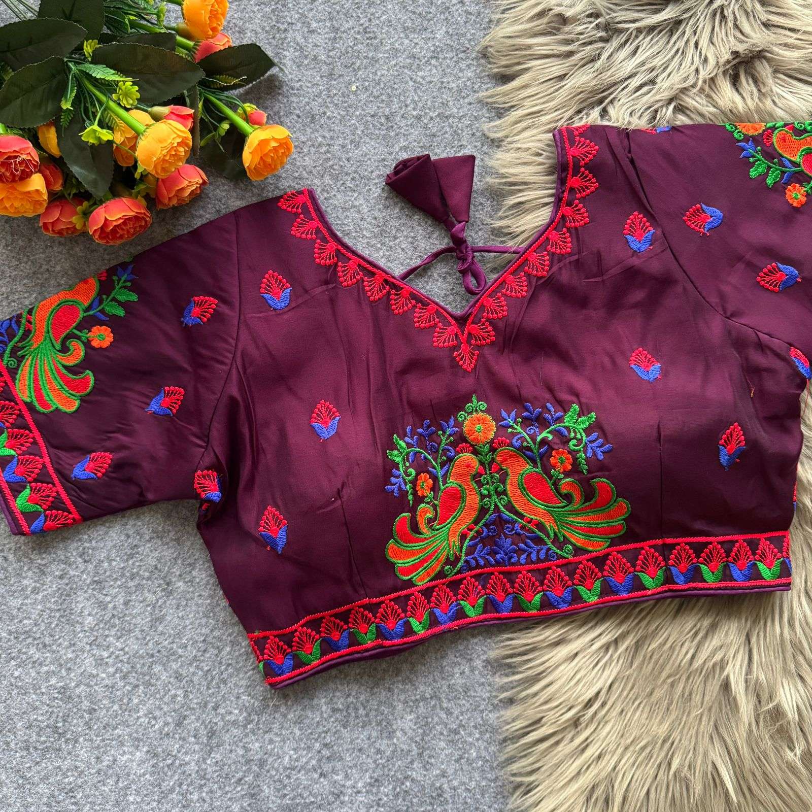  Navratri blouse Lovebirds Fancy Designer and classic soft and Heavy Roman Cotton fabric blouse wholesale in surat