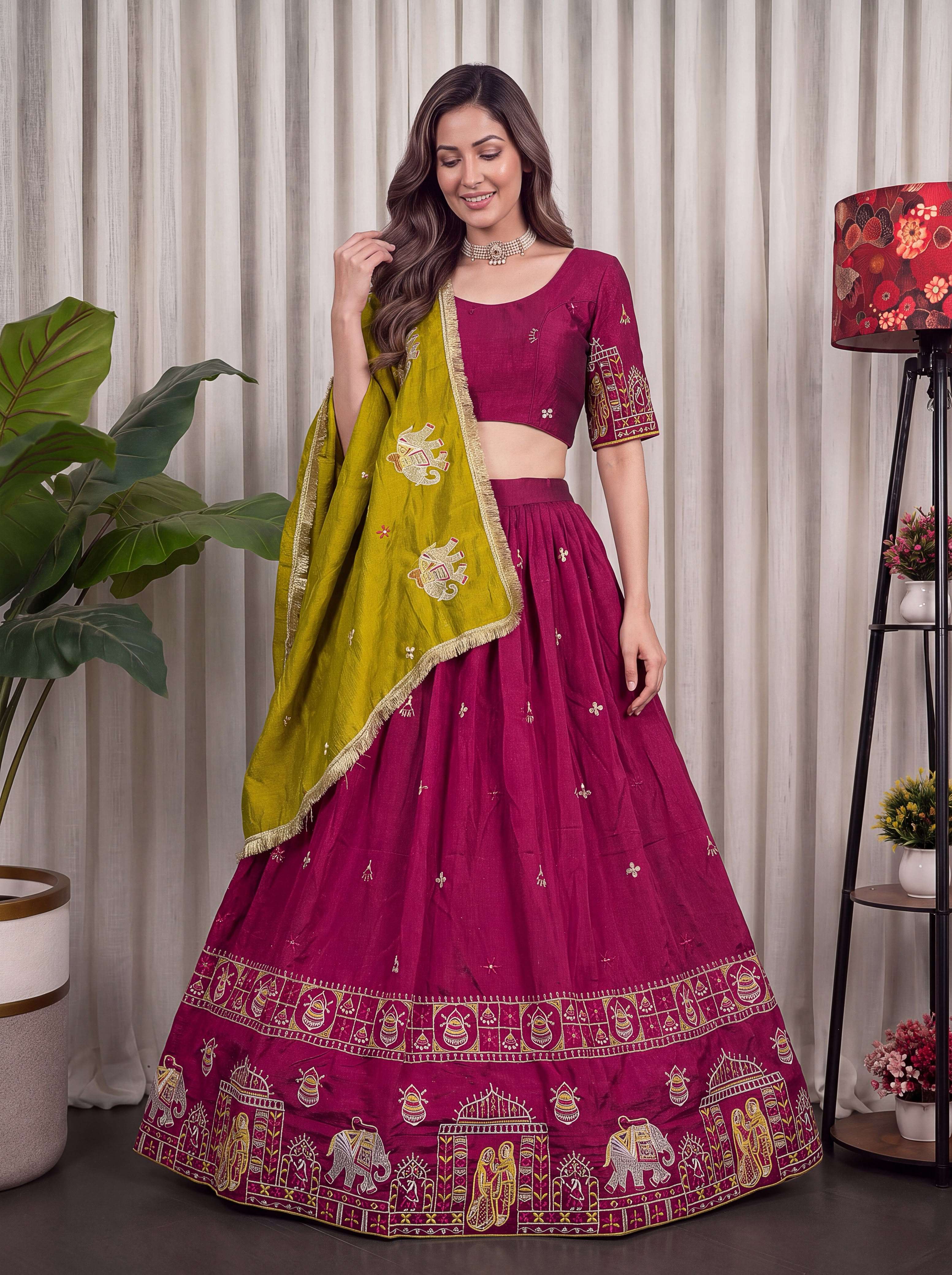 Navratri Collection wear Heavy Vichitra silk fancy fabric le...